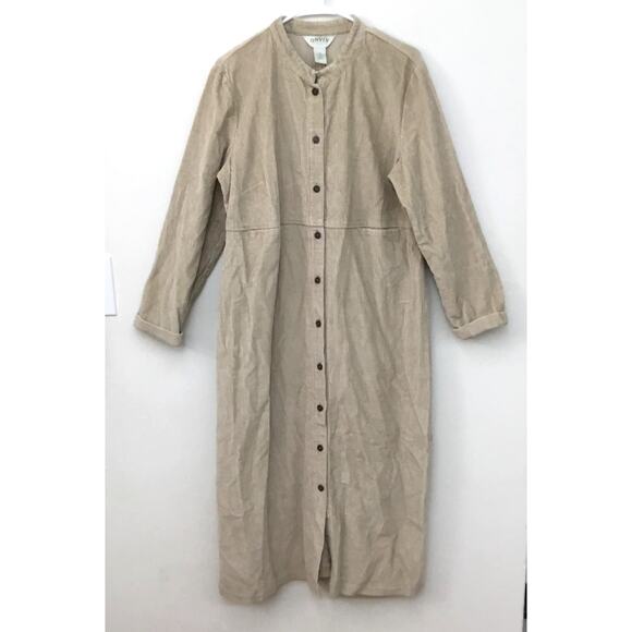 ORVIS Corduroy Jumper Cotton Long Sleeve Dress Womans Beige Tagged Sz 16 - Picture 2 of 7
